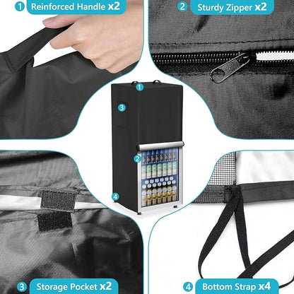Refrigerator Cover Waterproof Dustproof Fridge Cover Outdoor Refrigerator Covers with Double Zipper and Large Mesh Vent Suitable for Upright Freezers/Beverage Refrigerators 23"D x 23"W x 56"H