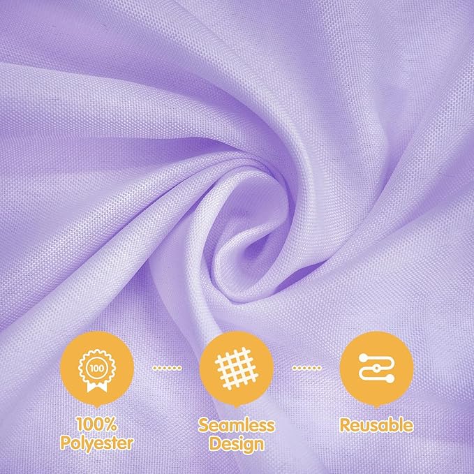 BRILLMAX 6 Pack Lavender Tablecloths 90x156 Inch for 8ft Rectangle Tables | 150 GSM Polyester Fabric, Floor Length Drop, Water, Stain & Wrinkle Resistant Cloth Cover for Wedding Reception Banquet Party