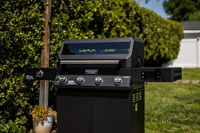 Monument Grills Denali Series, Denali 425 4-Burner Liquid Propane Gas Smart BBQ Grill Stainless Steel with BBQ Cover (2 items)