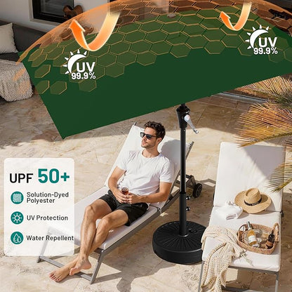 AreShark 6.5' x 10' Rectangular Patio Umbrellas for Outdoor, Outdoor Table Umbrella, Large Outdoor Patio Umbrellas with 6 Sturdy Ribs for Pool, Garden, Deck & Market (Dark Green)