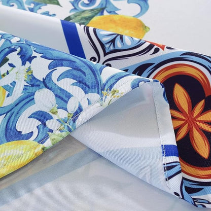 SASTYBALE Lemon Table Cloth, 60 x 120 Inch Rectangle, White | Summer Tablecloths for Rectangle Tables, Spill-Proof Stain-Resistant Fabric for Dining, Party, Picnic, Indoor, Outdoor