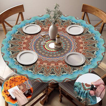 opstellen Fitted Round Tableclothes Drawstring Water Proof Table Cloth Polyester Indoor Outdoor Circular Covers for 36-44in Table New Apartment Home House Needs Gift Campers Patio Picnic Camping Finds