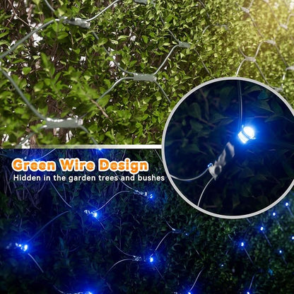 LitHome 14.8FT x 5FT Christmas Net Lights Outdoor Mesh Lights Connectable | 8 Modes 300 LED Blue Net Light Green Wire, Waterproof Giant Christmas Mesh Light for Bushes Garden Yard Party Decor