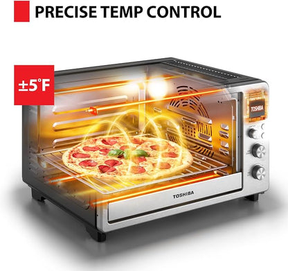 TOSHIBA ChefFry Air Fryer Toaster Oven Combo, 26.4-Quart, Stainless Steel | Bake, Broil, Pizza & Dehydrate, with Toast