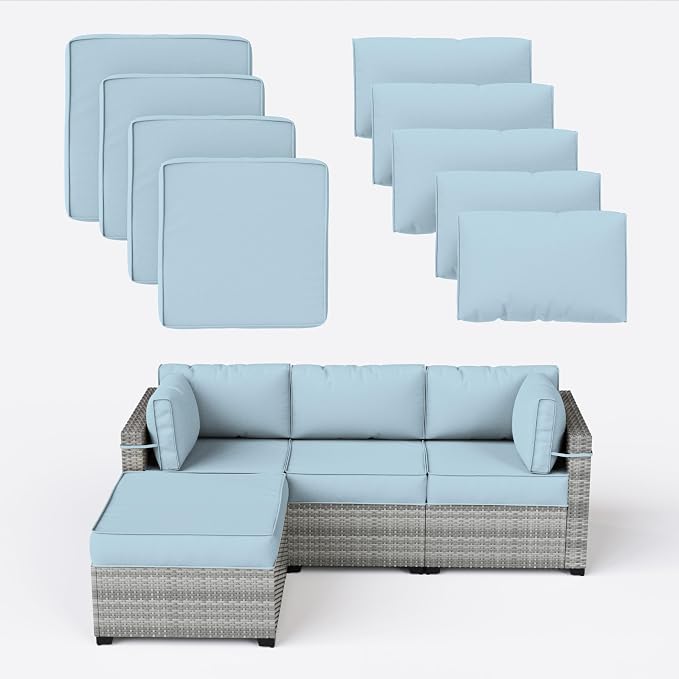 9 Pcs Outdoor Patio Cushions Covers Replacement Sets, Covers Only | 9 Pcs Patio Cushions Covers Replacement UV Resistant, Water Anti-Slip, Heavy-Duty Zippers for 5 Pcs Patio Furniture Set