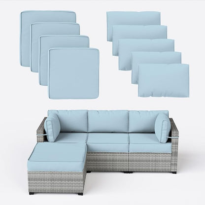 9 Pcs Outdoor Patio Cushions Covers Replacement Sets, Covers Only | 9 Pcs Patio Cushions Covers Replacement UV Resistant, Water Anti-Slip, Heavy-Duty Zippers for 5 Pcs Patio Furniture Set