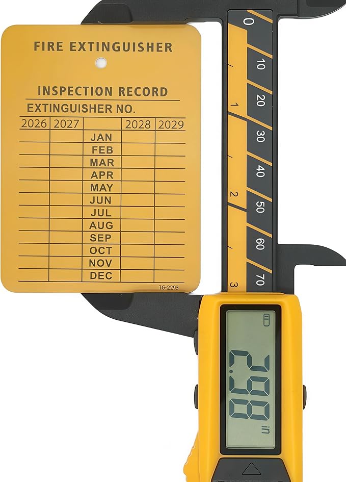 48-Pack Fire Extinguisher Inspection Tags, Monthly Maintenance Record Labels for 2026-2029, Durable Yellow Plastic for Indoor & Outdoor Use, Safety Compliance Tags for Fire Safety Inspections