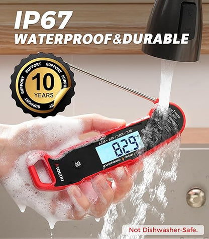 Atogou Professional Meat Thermometer Digital for Cooking Food, <1 Sec Instant Read & ±0.5℉ Accuracy, IP67 Waterproof, Thermocouple Sensor Probe, for Kithchen, BBQ, Grill, Red