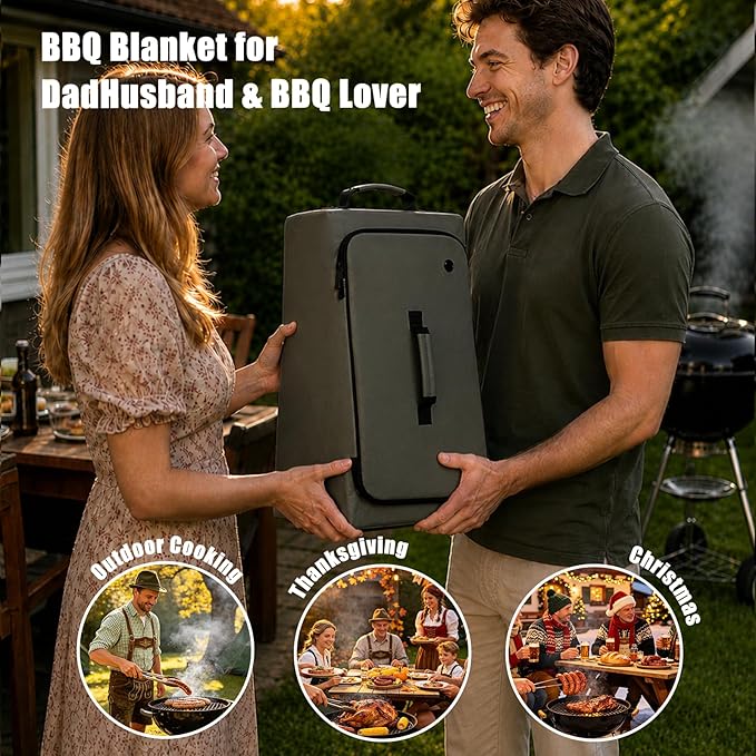 BBQ Blanket for Resting Meat, 270° Opening Leak-Proof Insulated Meat Resting Bag with Butcher Paper, BBQ Brisket Blanket for Pork Shoulder/Steak/Turkey, Smoker Grilling Accessories Gifts for Men/Dad