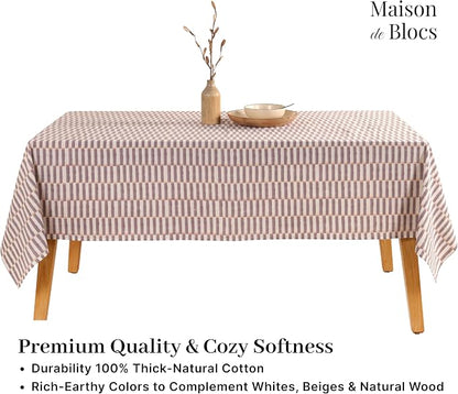 100% Cotton Hand Block Printed, Tablecloth for Kitchen, Dining, Table Cover for Parties, Chritmas, Weddings, Barbecues and Summer picnics Table Cloth (Lilac, 60" x 90")