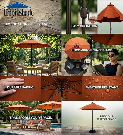 9 ft Umbrella with Terra Cotta Color Polyester Cover