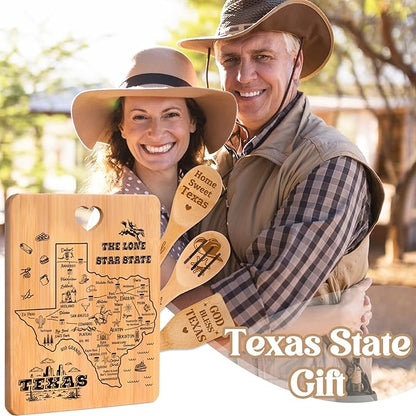 Texas Gifts Cutting Board Set, Texas Souvenirs, Texas Kitchen Decor with State Map Design, Charcuterie and Serving Board, Home Sweet Texas Theme Gifts for Texas Lovers.