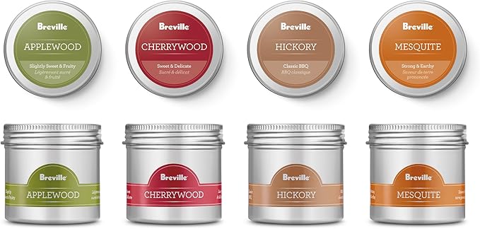 Breville Commercial BSM600AWC0NUC1 Classic Smokehouse Wood Chip Kit for Smoking Gun Pro CSM700, 4 Piece, Hickory, Mesquite, Applewood, and Cherrywood