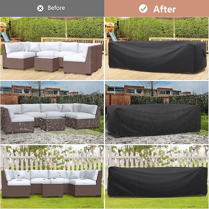Patio Furniture Set Cover Waterproof, Mrrihand Outdoor Sectional Sofa Set Cover Heavy Duty 600D Table and Chair Set Cover 102" L× 74" W× 28" H