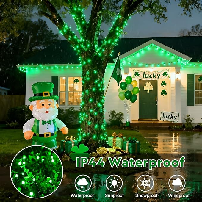 JMEXSUSS 1000 LED Green Christmas Lights Plug in, 328ft Halloween Lights | Plug in, Green Wire, Durable, 8 Modes, Waterproof, for Christmas Halloween Yard Patio Tree Porch Decor