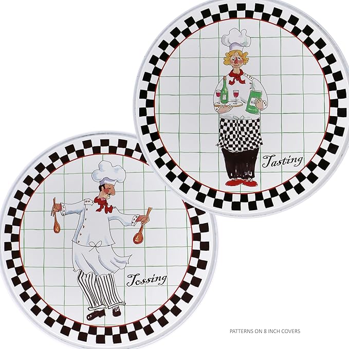 Reston Lloyd, Burner Covers For Electric Stovetop, Decorative Lightweight Tin Covers, Set of 4 (2-8 inch & 2-10 inch), Conceals Messy Drip Pans, Chef