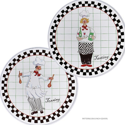 Reston Lloyd, Burner Covers For Electric Stovetop, Decorative Lightweight Tin Covers, Set of 4 (2-8 inch & 2-10 inch), Conceals Messy Drip Pans, Chef