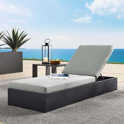Modway Tahoe Aluminum Outdoor Chaise Lounge Gray with Weather-Resistant Cushions, Perfect Patio Sunbed or Recliner Chair for Pool Furniture