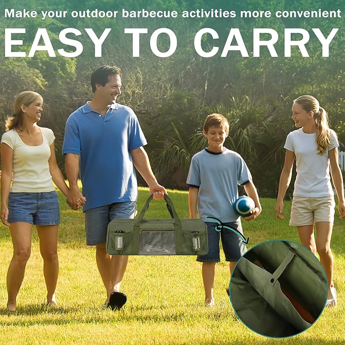 Grill Tool Storage Bag, Large Grill Utensil Storage Caddy with Pockets, Portable Grill Accessory Storage Bag for Outdoor Camping & BBQ (Green)
