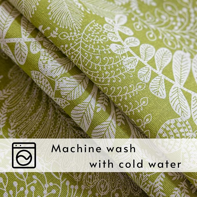 AIRCOWRIE Cotton Linen Tablecloth for Rectangle Tables, Heavy Duty Wrinkle Free Water Resistant Washable Cloth Dining Table Cover for Kitchen and Outdoor Use(Green Plant, 54”×78”, Rectangle)