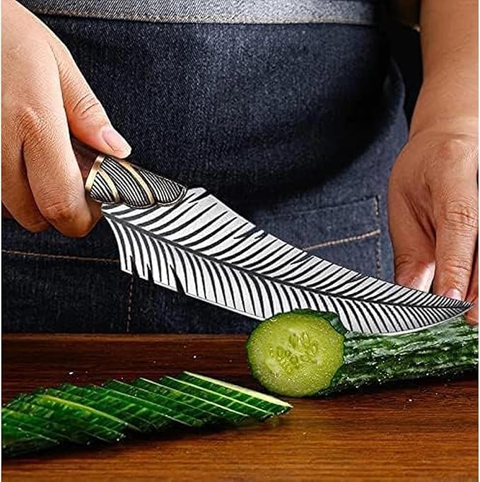 Dream Reach Feather Viking Boning Knife, 6 Inch Professional Viking Knife Meat Cleaver Full Tang with Sheath Gift Box for Outdoor Camping Thanksgiving Christmas Gifts for Men Women