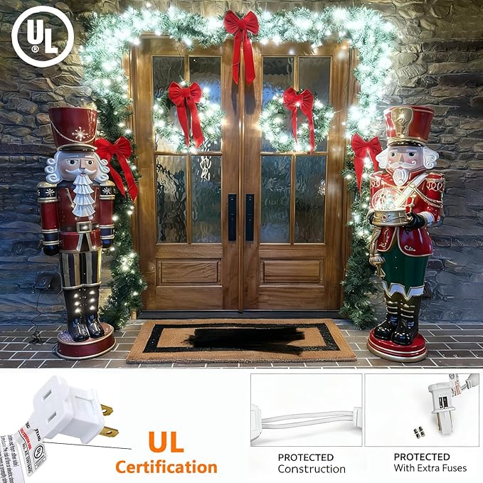 50 Counts Cool White LED Christmas Lights, 25ft Commercial Grade Outdoor String Lights - Waterproof UL Certified White Wire with 5mm Wide Angle Bulbs for Christmas Tree, Indoor & Outdoor Decor