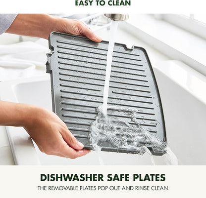 GreenPan Elite 7-in-1 Multi-Function Contact Grill & Griddle, Healthy Ceramic Nonstick Reversible Plates, Adjustable Shade & Shear, Closed Press/Open Flat Surface, PFAS-Free, Cream White