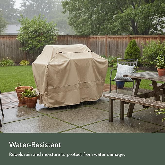 Covermates Classic Island Grill Cover - All-Weather Heavy Duty Outdoor BBQ Cover with Mesh Vents, Water-Resistant 12-Gauge Vinyl Protection for Large Island Grills, 98 Inch, Classic Tan