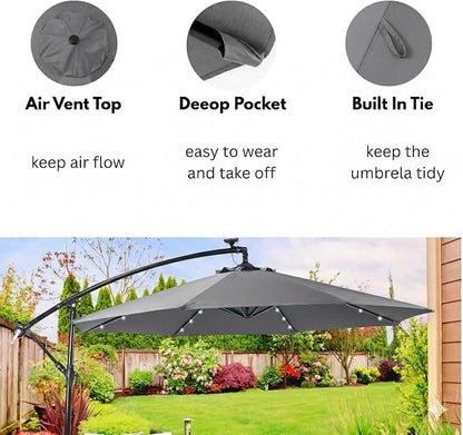 10ft Patio Umbrella Replacement Canopy for 8 Ribs, Outdoor Umbrella Canopy ONLY, Market Umbrella Top, Water-Resistant & UV-Protective