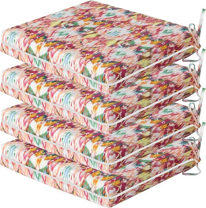 COZYVIDA Outdoor Chair Cushions Set of 4, 20"x20" Square Seat Pads with Tie Straps and YKK Zippers, 30D High-Density Foam, Water-Resistant Fabric,UV-Resistant 1000+ Hrs