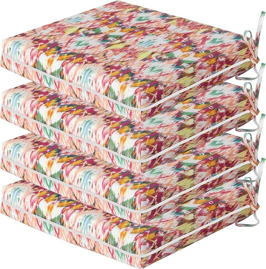 COZYVIDA Outdoor Chair Cushions Set of 4, 20"x20" Square Seat Pads with Tie Straps and YKK Zippers, 30D High-Density Foam, Water-Resistant Fabric,UV-Resistant 1000+ Hrs