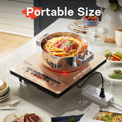 Single Burner Electric Cooktop, One Burner Ceramic Stove 1800W, Portable Electric Cooktop with Touch Control, Child Safety Lock, 4 Hour Timer, Overheat Protection, 110V-120V Plug in, Orange