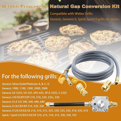 Propane to Natural Gas Conversion Kit for Grill Compatible with weber genesis, genesis II, spirit and spirit II etc,10FT 1/2" Natural Gas Conversion Kit with Regulator for weber Grills