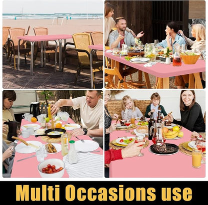 Smiry Rectangle Picnic Table Cloth, Waterproof Elastic Fitted Tablecloths for 4 Foot Tables, Washable Polyester Table Cover for Camping, Indoor and Outdoor (Dusty Pink, 30"x48")