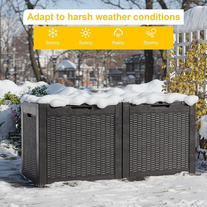36 Gallon Waterproof Outdoor Storage Box,Deck Boxs for Outdoor and Indoor Use,Deck Storage Box for Picnic Supplies,Gardening Tools,Lockable and Easy to Install(Black)