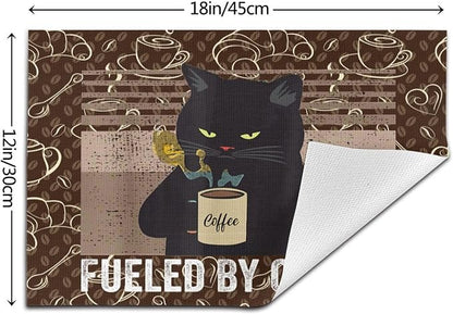 Vintage Cat Placemats Set of 4 Linen 12"x18" Retro Coffee Place Mats | Washable Heat-Resistant Cute Kitchen Table Mats for Dining Outdoor Home Decor