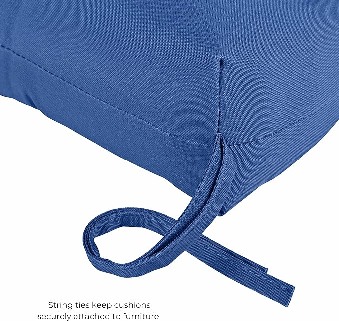 Modern Outdoor Chaise Lounge Cushion with Ties – Durable Polyester Fabric, Channel-Filled Polyfiber Insert, Removable Zippered Cover, Marine Blue