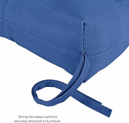 Modern Outdoor Chaise Lounge Cushion with Ties – Durable Polyester Fabric, Channel-Filled Polyfiber Insert, Removable Zippered Cover, Marine Blue