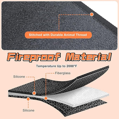 Fireproof Hearth Rugs, Fireplace Mat, Fire Resistant Rugs Put in Front of Wood Stoves, 60" x32”, Heated Floor Mat for Outdoor Grills, Fire Pits, Smokers, Woodstoves