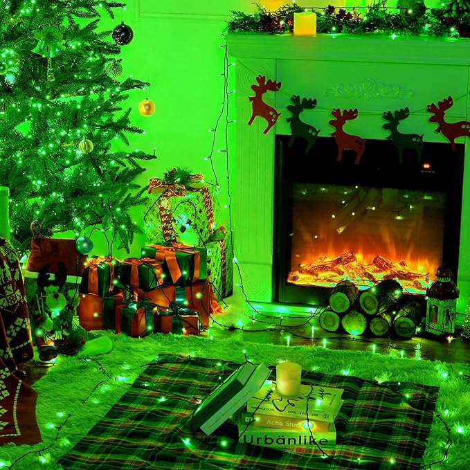 JMEXSUSS 250 LED Green String Lights - 91.5ft Green Christmas Lights Outdoor Waterproof, 8 Lighting Modes, Connectable St. Patricks Day Light for Yard Party Halloween Christmas Decorations