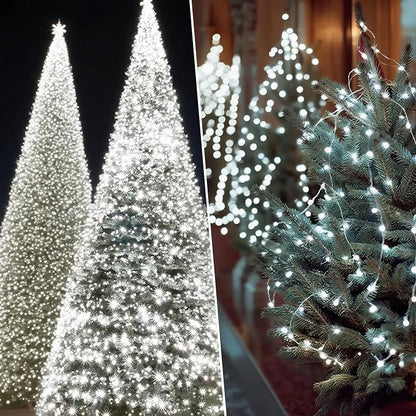 Solar String Lights Outdoor Waterproof 33ft 100LED 8 Modes Twinkle Lights Solar Fairy Lights for Patio, Garden Yard Party Wedding Tree Christmas Halloween Decoration, White