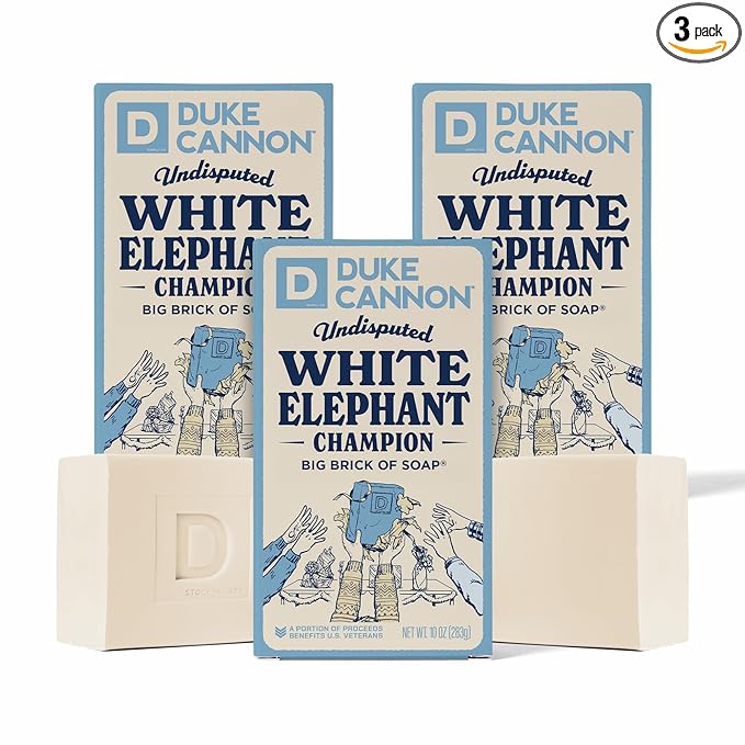 Duke Cannon Supply Co. White Elephant Bar Soap - 10oz Large Soap Brick with Citrus Musk Scent - Holiday Gag Gift, Funny White Elephant Gift Idea 3 Pack