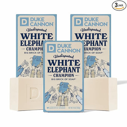 Duke Cannon Supply Co. White Elephant Bar Soap - 10oz Large Soap Brick with Citrus Musk Scent - Holiday Gag Gift, Funny White Elephant Gift Idea 3 Pack