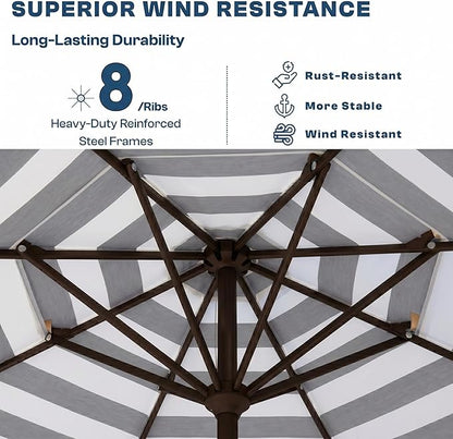 Patio Umbrella, 2 Tier Outdoor Table Umbrella, Large Vented Market Umbrellas with Push Button Tilt and Crank, 8 Sturdy Ribs for Backyard, Deck, Pool, UPF50+ UV Protection