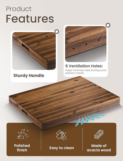 TIDITA Stove Top Covers for Electric Stove 30”x22” (Outer) / 28.9”x20.8” (Inner) - Acacia Wood Noodle Board Gas Stovetop - Stove Top Covers for Gas Burners, Sink Cover For Counter Space (Walnut color)