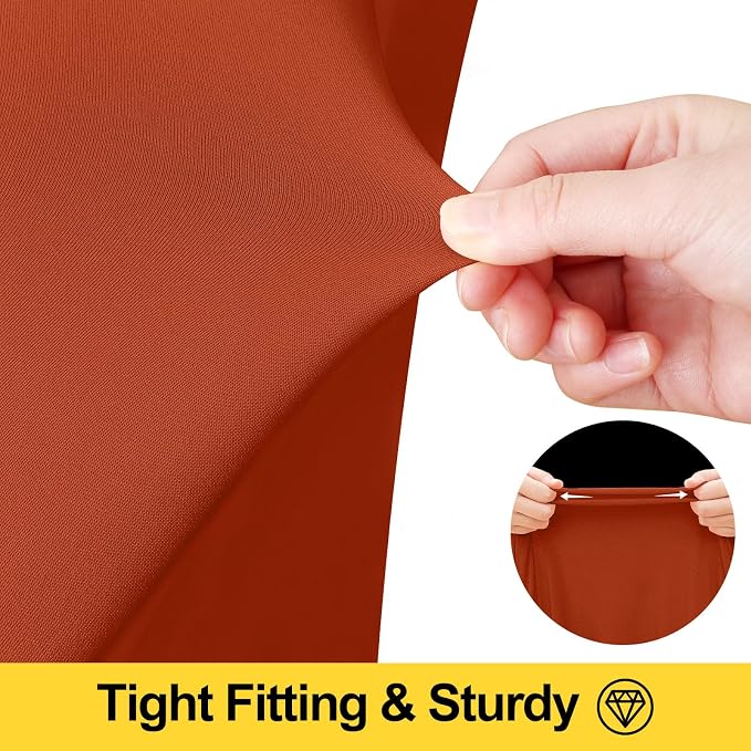 Smiry Spandex Elastic Fitted Table Cloth Skirt for 4FT Rectangle Table | Stretch Washable Table Cloth, Banquet Table Cover for Wedding, Party, Indoor & Trade Shows, (Rust, 48Lx24Wx30H)