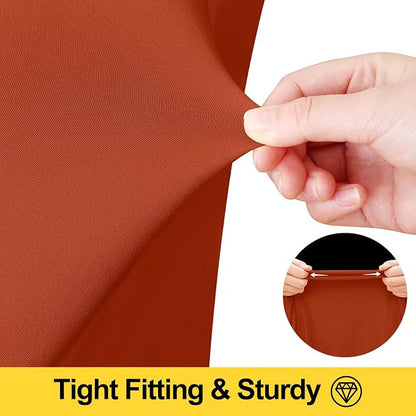 Smiry Spandex Elastic Fitted Table Cloth Skirt for 4FT Rectangle Table | Stretch Washable Table Cloth, Banquet Table Cover for Wedding, Party, Indoor & Trade Shows, (Rust, 48Lx24Wx30H)