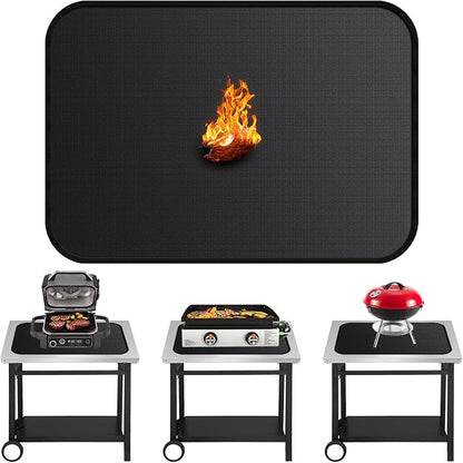 39"x25" Under Grill Mats for Blackstone Tabletop-[Fireproof] [Oil-proof] | Waterproof Silicone Coating,Double Fiberglass,Easy to CLean,Small Grill Grease Mat,Camping Outdoor and RV Travel,BBQ,Fire Pit