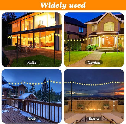 Mutovlin 4 Pack String Light Poles,10 Ft Light Poles for Outside String Lights,Outdoor Lights Pole with Fork,Metal Poles Stand for Patio Deck Backyard (10FT 4 Pack)