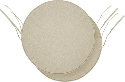 Outdoor Round Chair Cushions 15 Inch, Set of 2, Beige | Fade-Resistant, Water-Resistant, Bistro Chair Seat Pads for Porch Garden Balcony Patio Furniture Stools, Non-Slip Bottom